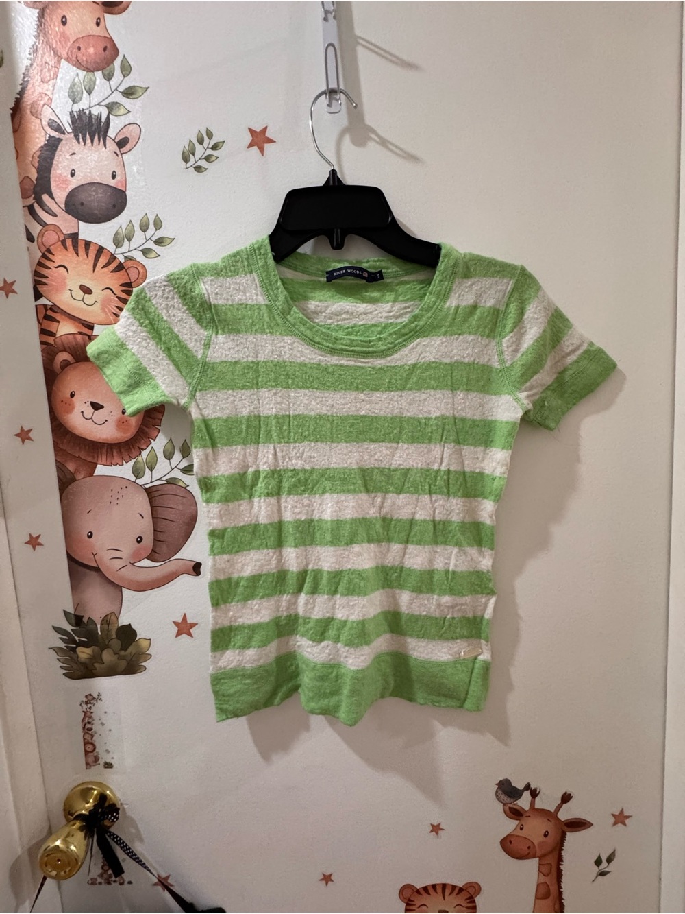 Striped Green & White Short Sleeve Tee